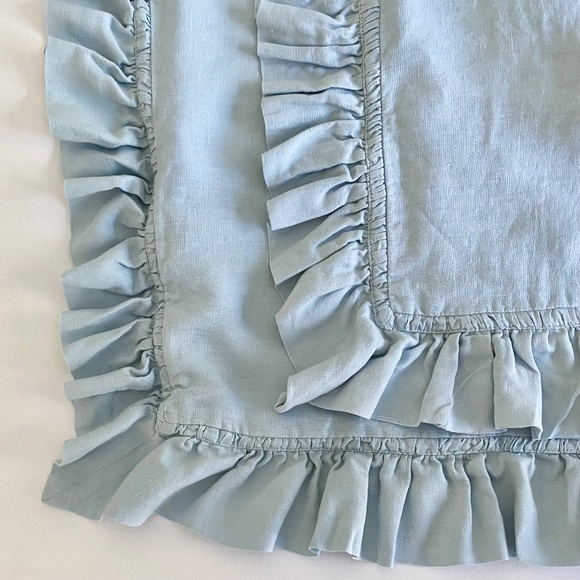 Pottery Barn Other - Pottery Barn Linen Pleated Ruffle Fringe Euro Pillow Sham Covers - 2